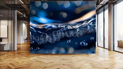 Vibrant liquid bubbles on surface in close-up view image Wall mural