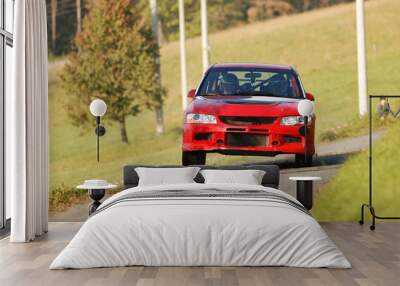 rally car on two wheels Wall mural