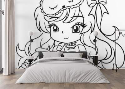 princess cartoon doodle kawaii anime coloring page cute illustration drawing clip art character chibi manga comic Wall mural