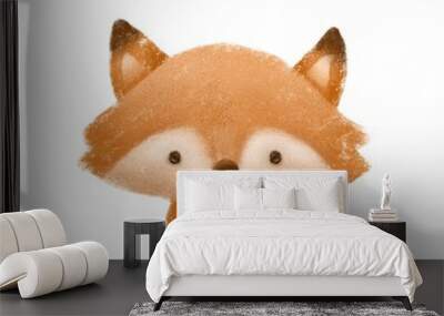 cute little fox. kids print or poster. hand drawn illustration. Wall mural