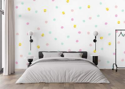 Seamless pattern with colorful dots. Cute pastel print. Vector hand drawn illustration. Wall mural