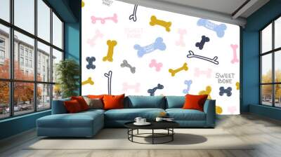 Seamless pattern with sweet bones. Cute childish print. Vector hand drawn illustration. Wall mural