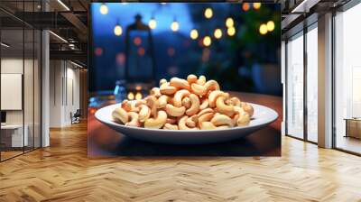 cashew nuts in plate for diwali festival Wall mural