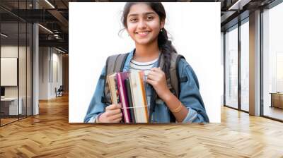 college girl standing on white background Wall mural