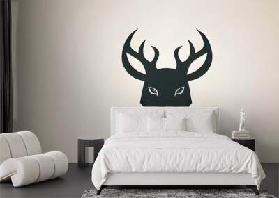 deer head icon minimalist logo with an animal head in flat vector format Wall mural