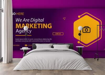 Digital marketing agency facebook cover design with creative shape or web banner for digital marketing business modern and simple design Wall mural