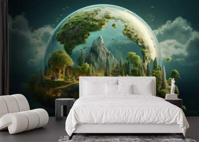 Green planet in the form of a fairy tale. Wall mural