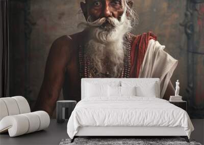 Indian senior man pilgrim or sadhu Wall mural