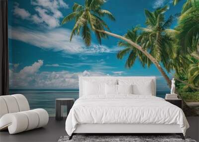 palm trees ocean beach samoa Wall mural