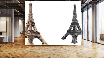 Set of Eiffel tower isolated on transparent background Wall mural