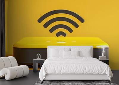 simple realistic 3d image of fiber visually indication wifi coming out of it . Wall mural