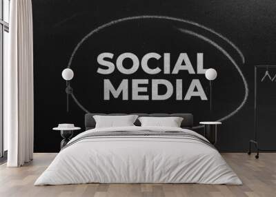 The Word social media Written On The Chalkboard. social media concept background. Wall mural