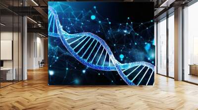 Wallpaper science helix cell genetic medical biotechnology biology bio. Technology gene DNA abstract molecule medicine blue background research digital futuristic human concept health Wall mural