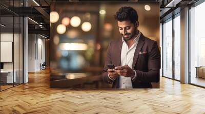 Young indian businessman using smartphone Wall mural