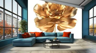 Golden flower metallic isolated. Gold flower design element Wall mural