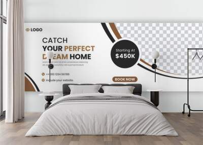 real estate social facebook cover, estate facebook home sale, real estate home sale, facebook, Instagram post, banner design template, elegant, house sale facebook cover Wall mural