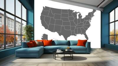 Grey map of United States of America on white background. Vector illustration eps 10 Wall mural