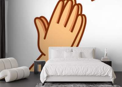 Praying hands drawn in simple line icon illustration with colored skin Wall mural