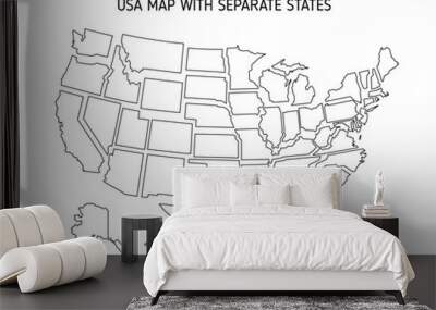 USA map with separate states and borders. Vector illustration isolated on white background eps 10 Wall mural