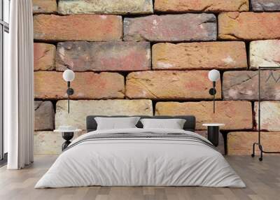 Old vintage brick wall textured background with copy space Wall mural