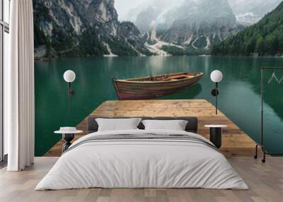 Lake in the mountain valley in the Italy. Beautiful natural landscape in the Italy mountains. Wall mural