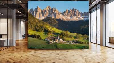 Mountain valley in the Italy alps. Beautiful natural sunset in the summer time Wall mural