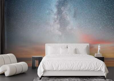 Seascape and night sky. Beautiful natural summer seascape Wall mural