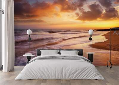 Seascape during sundown. Beautiful natural seascape Wall mural