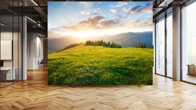 sunset in the mountain valley. beautiful natural landscape in the summer time Wall mural