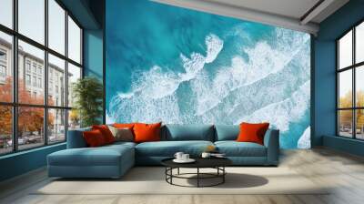 Waves on the beach as a background. Beautiful natural background at the summer time Wall mural