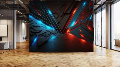 Blue Red Neon Light Graphic Background Wall mural