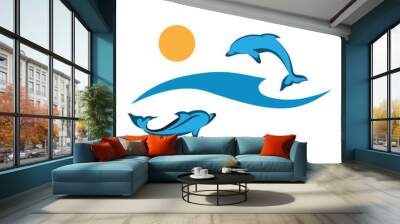 Dolphin, vector artwork Wall mural