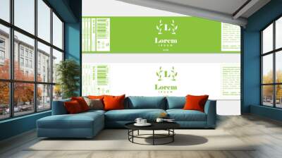 green leaves bottle label. vector Wall mural