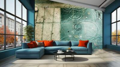 Rain drops and circles  Wall mural