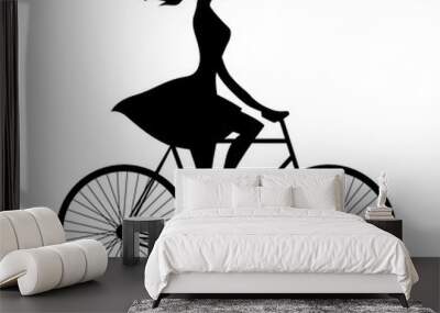 silhouette of a girl on a bicycle Wall mural