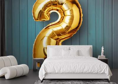 2 two symbol balloons, with ribbon tie. Wall mural