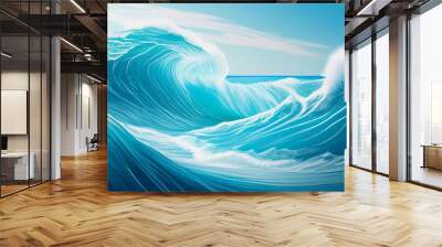 Abstract blue and white water wave web banner, ocean wave abstract, illustration. Wall mural