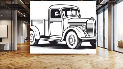 Antique truck for a children's coloring book. Wall mural