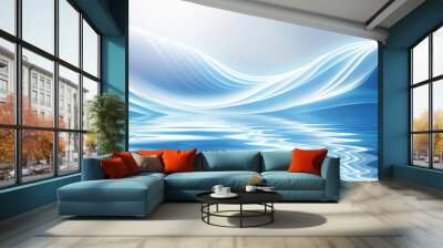 Background of blue and white neon, wavy in smooth water surface with pale.	 Wall mural