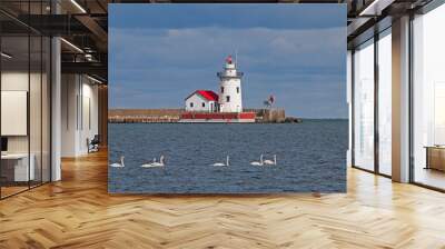 lighthouse on the shore of the lake Wall mural