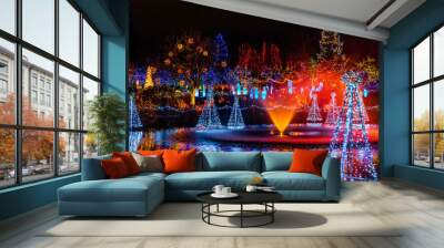 Christmas Lights Reflection Van Dusen Garden Vancouver British Columbia Canada Wall mural