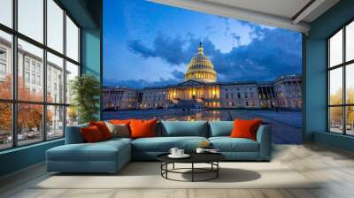 US Capitol Noth Side Illuminated Reflection Washington DC Wall mural