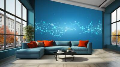 Connection concept of molecular fluorescent neuron network and DNA is used in medicine and business,used as vector illustration background. Wall mural