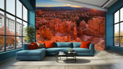 Scenic view of stunning red sandstone in Bryce Canyon National P Wall mural