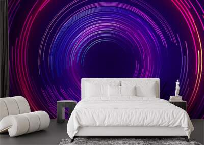 Abstract colorful circular motion lines, vector illustration. Wall mural