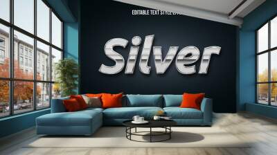 chrome reflection text modern editable text style effect Wall mural