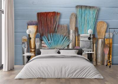 Artist paint brushes and paint cans Wall mural