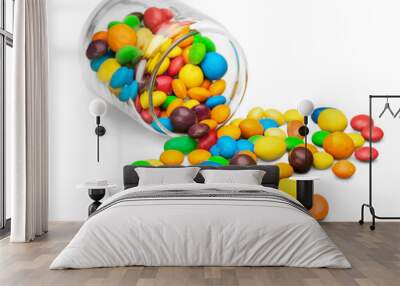 Assortment of colorful candies isolated on white background Wall mural