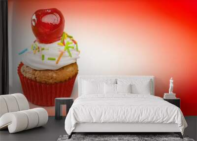 Birthday sweet tasty cupcake with berries Wall mural