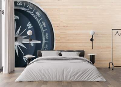 Brass antique compass  on background Wall mural